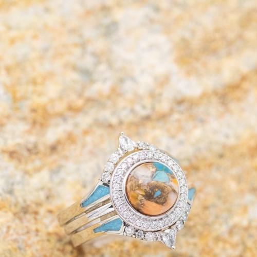 Gemstone Zinc Alloy Finger Ring, with Gemstone Chips, plated, three pieces & for woman & enamel & with rhinestone, mixed colors 