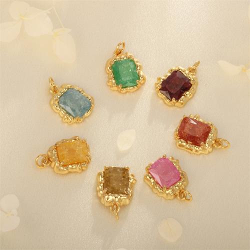Crystal Brass Pendants, with Crystal, Square, plated, fashion jewelry & DIY 