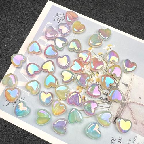 Perle acrylique, coeur, Placage coloré, envoyé au hasard & DIY & normes différentes pour le choix & lumineux, Environ 200/sac, Vendu par sac