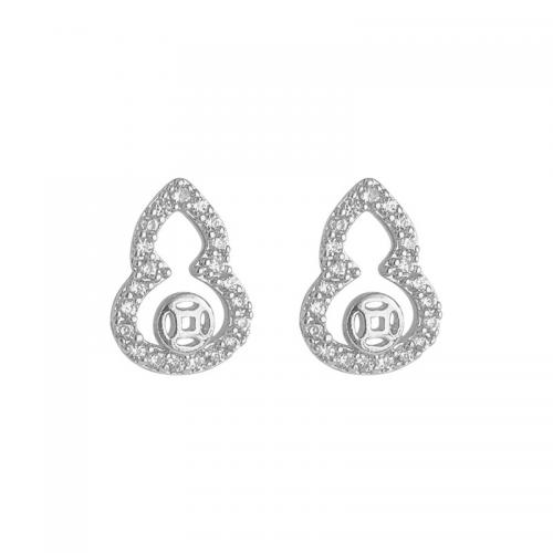 Cubic Zirconia Micro Pave Brass Earring, Calabash, plated, micro pave cubic zirconia & for woman 