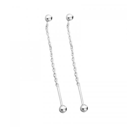Brass Drop Earring, plated, for woman, platinum color Approx 45 cm 