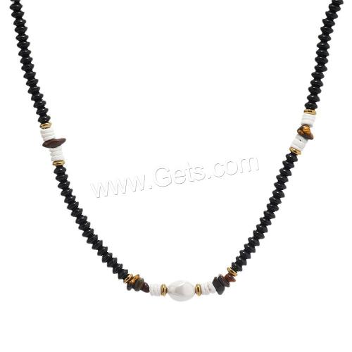 Gemstone Necklaces, 304 Stainless Steel, with Natural Stone & Agate & Glass, handmade, Unisex, black 