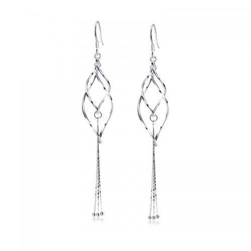 Brass Drop Earring, plated, for woman, platinum color, 100mm 