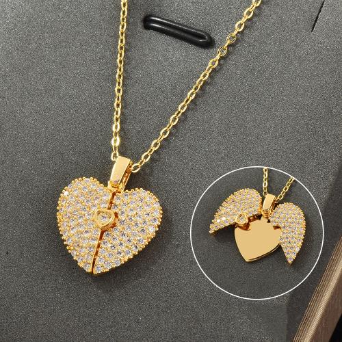 Zinklegierung Halskette, vergoldet, verschiedene Stile für Wahl & Micro pave Zirkonia & für Frau, Länge:ca. 15.7 ZollInch, verkauft von PC