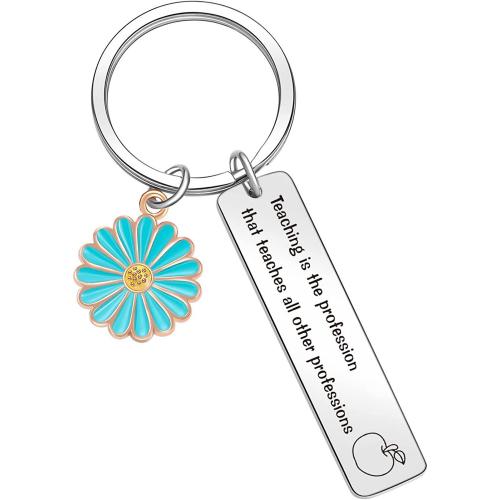304 Stainless Steel Key Clasp, Daisy, Unisex & with letter pattern, 50mm 