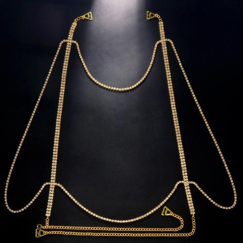 Rhinestone Shoulder Chains, with Brass, plated, fashion jewelry & for woman 