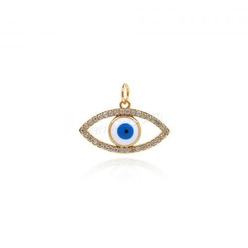 Fashion Evil Eye Pendant, Brass, 18K gold plated, fashion jewelry & DIY & micro pave cubic zirconia & enamel & hollow, mixed colors 