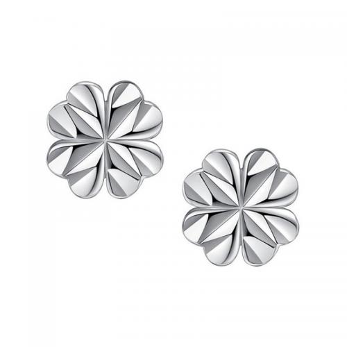 Sterling Silver Stud Earring, 925 Sterling Silver, Four Leaf Clover, fashion jewelry & for woman 