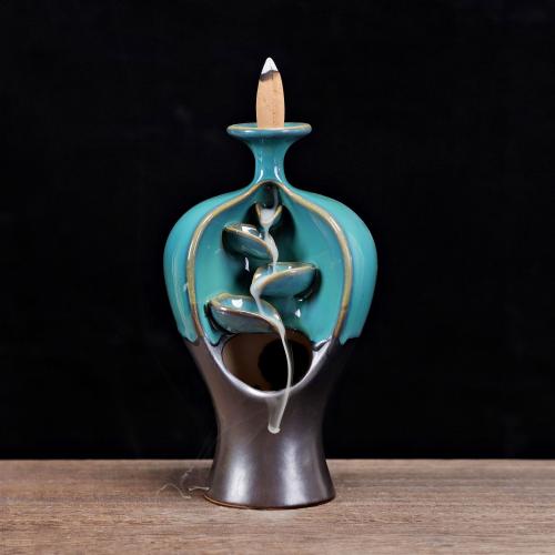Incense Smoke Flow Backflow Holder Ceramic Incense Burner, Porcelain, Vase, handmade, for home and office & durable 