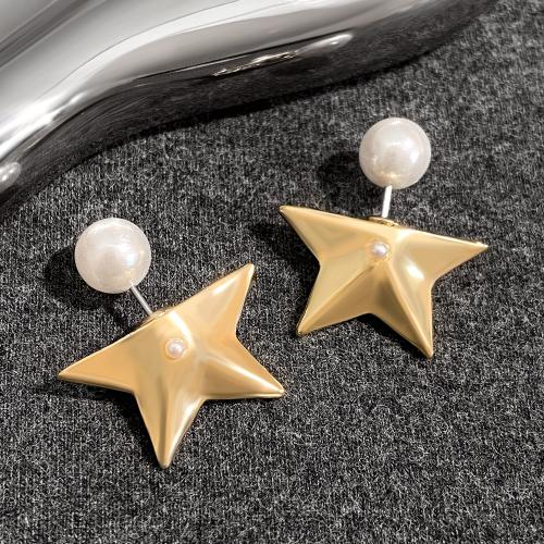 Plastic Pearl Zinc Alloy Earring, with Plastic Pearl, Star, fashion jewelry & for woman 