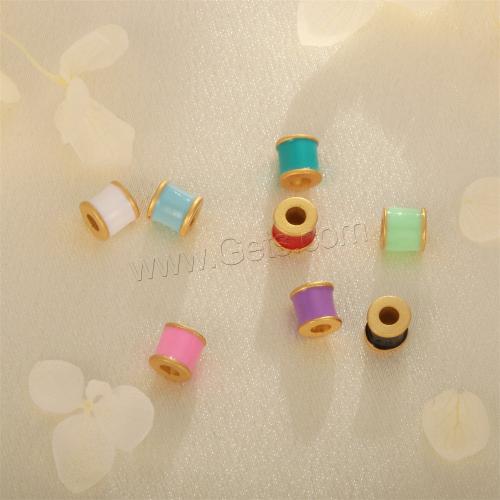 Emaille Messing Perlen, Zylinder, goldfarben plattiert, DIY, keine, 5x5mm, verkauft von PC