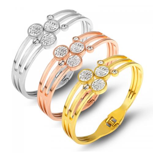 Titanium Steel Bracelet & Bangle, plated, fashion jewelry & for woman & with rhinestone cm 
