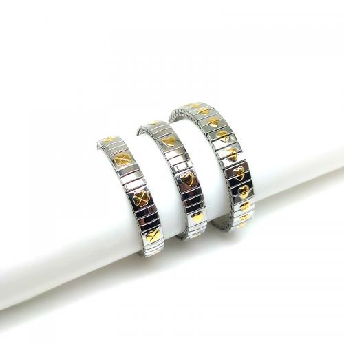Titanium Steel Bracelet & Bangle, plated, elastic & Unisex 
