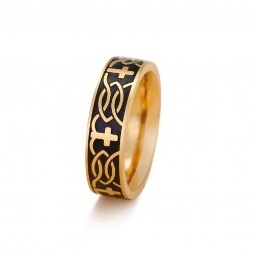 Titanium Steel Finger Ring, plated & for woman & enamel 