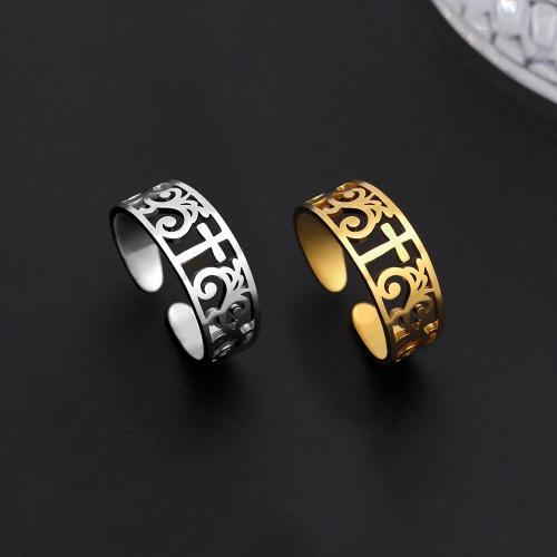 Titanium Steel Finger Ring, plated, fashion jewelry & for woman & hollow inner ~20mm 