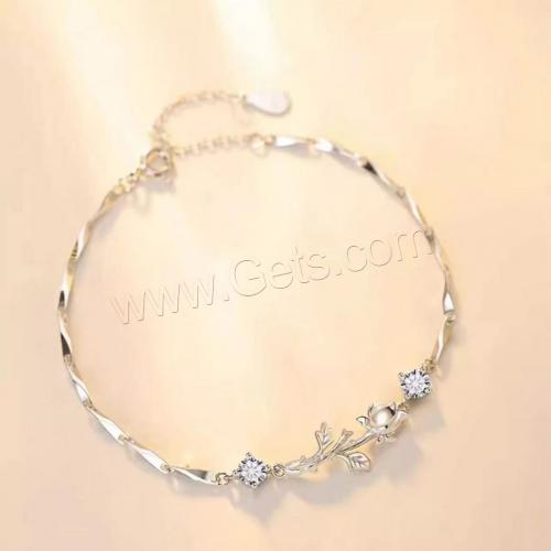Cubic Zirconia Micro Pave Brass Bracelet, plated, Unisex & micro pave cubic zirconia, silver color 