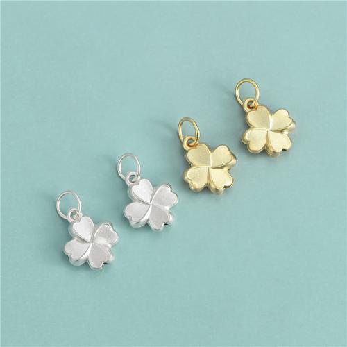 Sterling Silver Clover Pendant, 925 Sterling Silver, Four Leaf Clover, plated, DIY Approx 3.7mm 