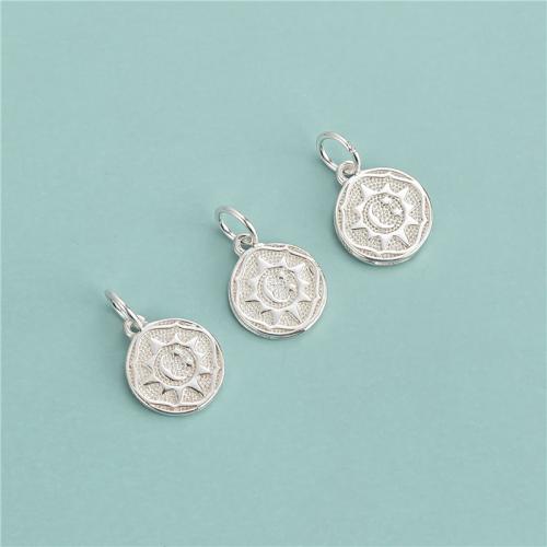Sterling Silver Pendants, 925 Sterling Silver, Flat Round, DIY, silver color Approx 3.5mm 