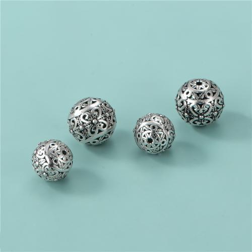 Sterling Silver Spacer Beads, 925 Sterling Silver, Round, vintage & DIY & hollow, 10mm Approx 1.1mm 