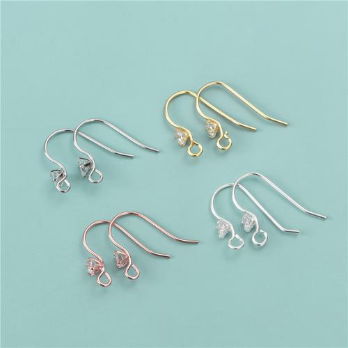 Sterling Silver Hook Earwire, 925 Sterling Silver, plated, DIY & with rhinestone Approx 1.5mm 