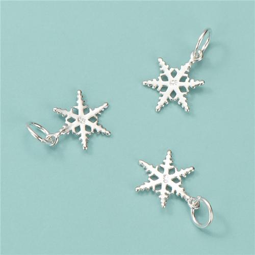Sterling Silver Pendants, 925 Sterling Silver, Snowflake, polished, DIY, silver color Approx 3.5mm 