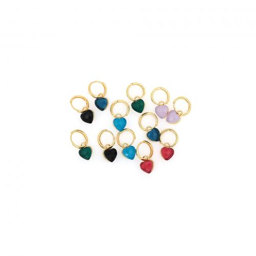 Boucles d'oreilles en laiton zircon cubique, avec zircon cubique, coeur, Plaqué or 18K, bijoux de mode & pour femme, plus de couleurs à choisir Vendu par paire