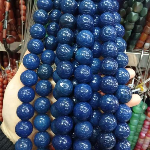 Agate Beads, Round, DIY, blue, 20mm 