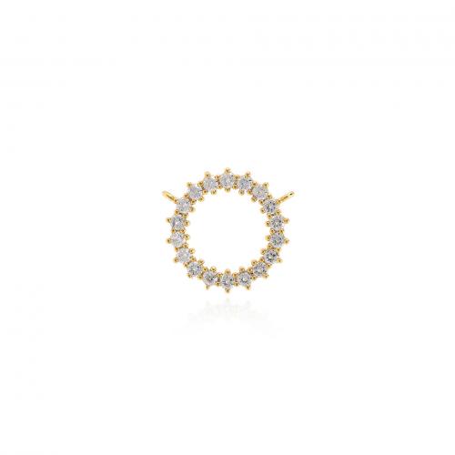 Cubic Zirconia Micro Pave Brass Pendant, Donut, 18K gold plated, DIY & micro pave cubic zirconia & double-hole & hollow 