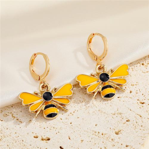 Enamel Zinc Alloy Drop Earring, Bee, gold color plated, fashion jewelry & for woman 20mm 