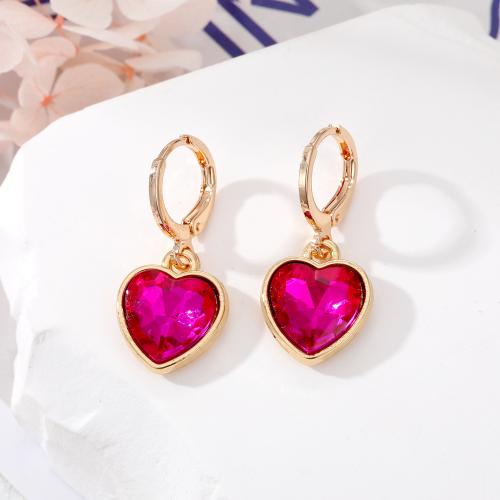 Cubic Zircon (CZ) Drop Earring, Zinc Alloy, Heart, gold color plated, fashion jewelry & micro pave cubic zirconia & for woman 