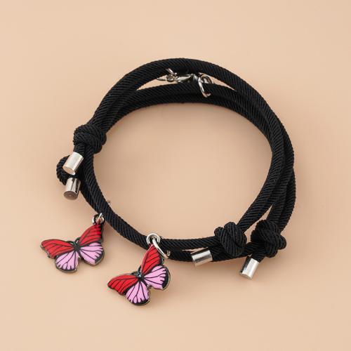 Enamel Zinc Alloy Bracelets, with Cotton Cord, 2 pieces & fashion jewelry & Unisex 
