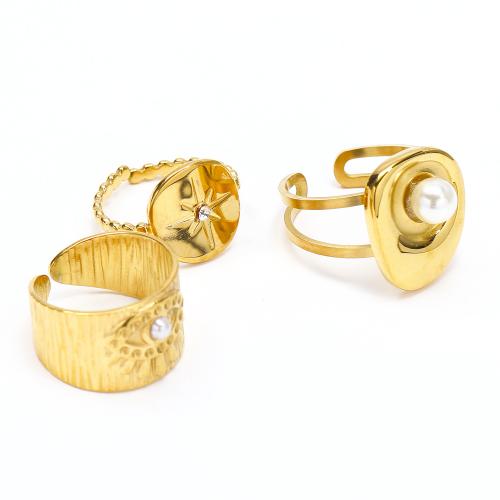 Титан Сталь палец кольцо, титан, плакирован золотом, ювелирные изделия моды & разные стили для выбора & инкрустированное микро кубического циркония & Женский, продается PC