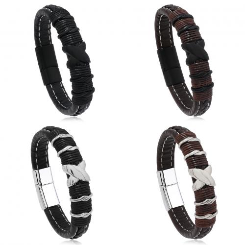 PU Leather Cord Bracelets, Zinc Alloy, with PU Leather, handmade, Unisex 