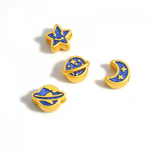 Perlas de aleación de Zinc de esmalte, chapado, Bricolaje & diferentes estilos para la opción, dorado, Vendido por UD