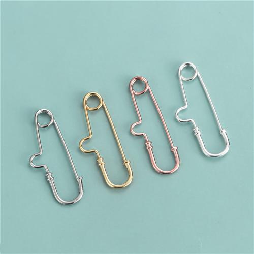 Sterling Silver Charm Connector, 925 Sterling Silver, Safety Pin, plated, DIY & hollow Inner Approx 5.4mm 