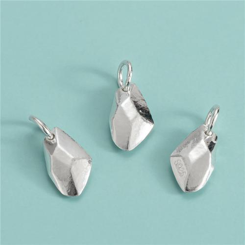 Sterling Silver Pendants, 925 Sterling Silver, Nuggets, DIY & faceted, silver color Approx 3.8mm 