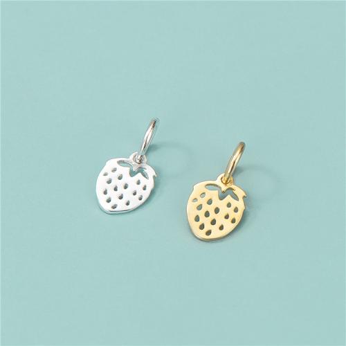 Sterling Silver Pendants, 925 Sterling Silver, Strawberry, plated, DIY & hollow Approx 3.4mm [
