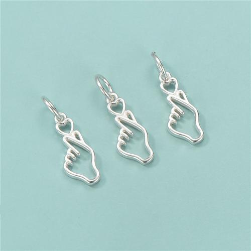 Sterling Silver Pendants, 925 Sterling Silver, Hand, DIY & hollow, silver color Approx 3.8mm 