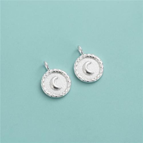 Sterling Silver Pendants, 925 Sterling Silver, Flat Round, DIY, silver color, 11.8mm Approx 2.3mm 