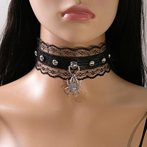 Fashion Choker Necklace, Zinc Alloy, with PU Leather, fashion jewelry & for woman, black 