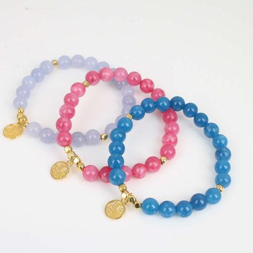Gemstone Bracelets, with Zinc Alloy, gold color plated, fashion jewelry & Unisex Approx 18-19 cm 