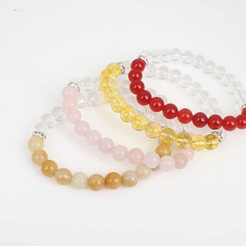 Gemstone Bracelets, with Iron, silver color plated, fashion jewelry & Unisex & with rhinestone Approx 18-19 cm 