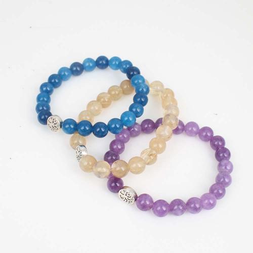 Gemstone Bracelets, with Zinc Alloy, silver color plated, fashion jewelry & Unisex Approx 18-19 cm 