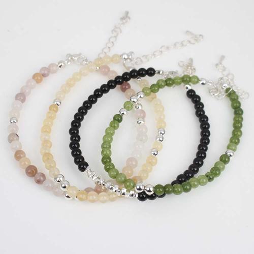 Gemstone Bracelets, with Iron & Zinc Alloy, silver color plated, fashion jewelry & Unisex Approx 18-19 cm 