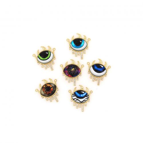 Enamel Brass Pendants, 18K gold plated, fashion jewelry & DIY & micro pave cubic zirconia & double-hole 
