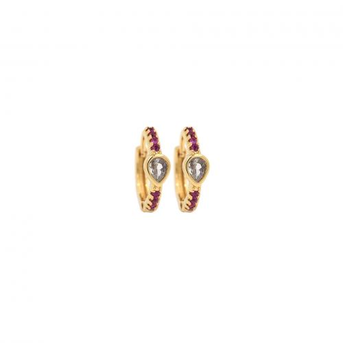 Befestiger Zirkonia Messing Ohrring, 18K vergoldet, Modeschmuck & Micro pave Zirkonia & für Frau, keine, 13x14x4mm, verkauft von Paar