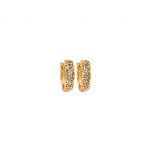 Befestiger Zirkonia Messing Ohrring, 18K vergoldet, Modeschmuck & Micro pave Zirkonia & für Frau, 13x14x3.5mm, verkauft von Paar