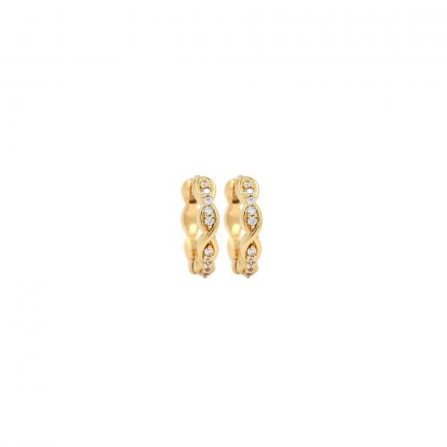 Befestiger Zirkonia Messing Ohrring, 18K vergoldet, Modeschmuck & Micro pave Zirkonia & für Frau, 14.5x16.5x2.8mm, verkauft von Paar