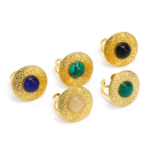 チタン鋼の指環, チタン鋼, とともに 猫の目の石 & マラカイト, ファッションジュエリー & 女性用, 金色, 売り手 パソコン