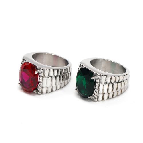 Титан Сталь палец кольцо, титан, Мужская & разный размер для выбора & со стразами, оригинальный цвет, продается PC